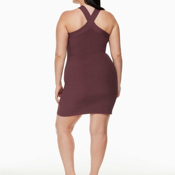 Babaton Sculpt Knit Cross Dress – Coffee Bean Brown (Size M) - Picture 3 of 10